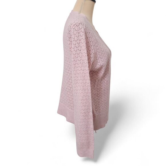 SO Size XL Juniors Light Pink Pointelle Wrap Front Sweater, NEW With Tag - Picture 9 of 16